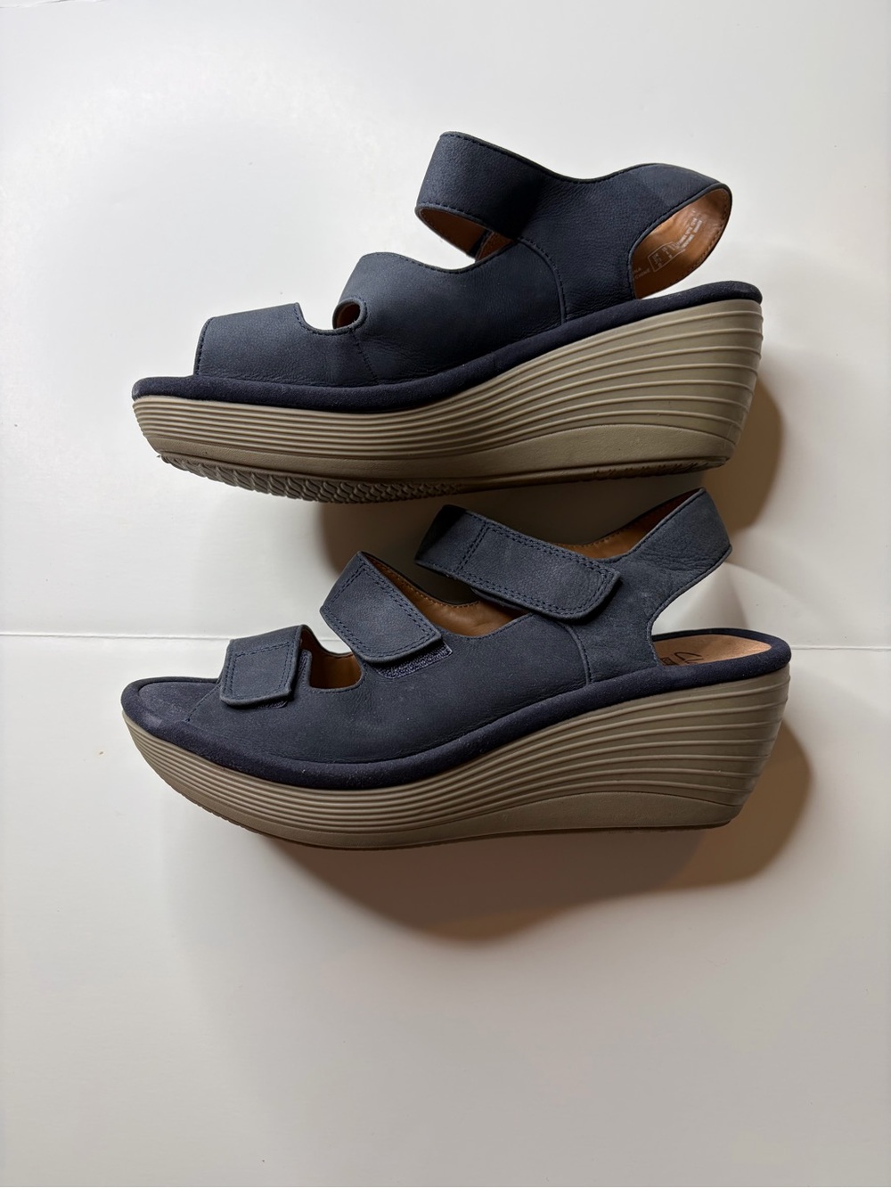 Clarks Collection Reedly Juno Wedge Sandals Navy Blue Size 6 - Picture 6 of 12